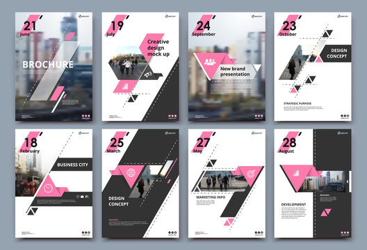 Abstract white a4 brochure cover design. Fancy info banner frame. Modern ad flyer text. Annual report binder. Title sheet model set. Fancy vector front page. City font blurb art. Pink line figure
