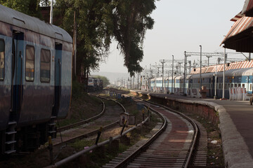 Obraz premium train on the railway station