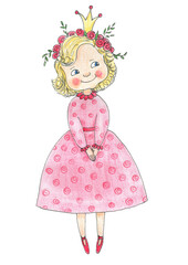 Little princess in pink dress