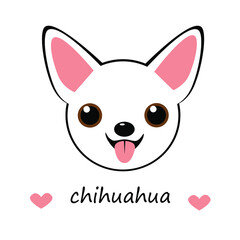 vector illustration sticker cute face anime chibi white dog chihuahua