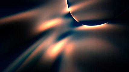 Dark open space with planet eslipce. Abstract outer space background. Glowing circle with light reflections.