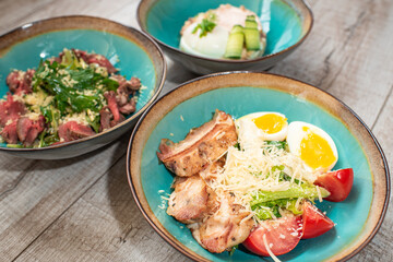 Several types of tasty and healthy salads