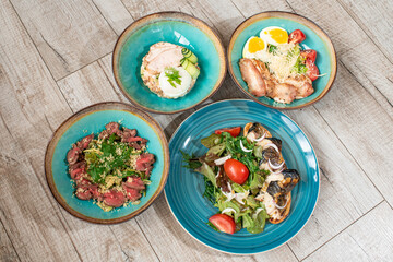 Several types of tasty and healthy salads