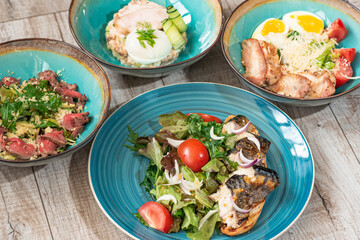 Several types of tasty and healthy salads