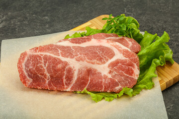Raw pork meat neck steack
