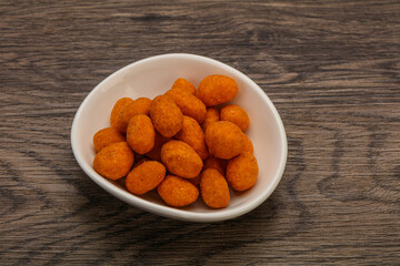 Spicy peanut heap in the bowl