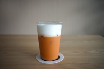 Iced thai tea in a glass