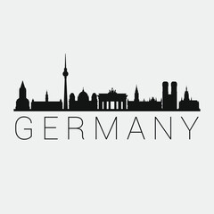 Fototapeta premium Germany Skyline Silhouette City. Design Vector. Famous Monuments Tourism Travel. Buildings Tour Landmark.