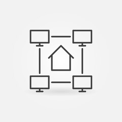 Online Work from Home linear vector concept minimal icon or logo element