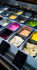 Icecream flavours in a restaurant at Madrid