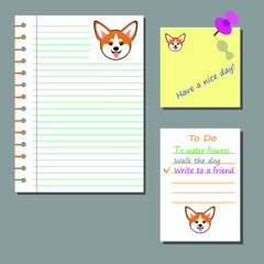 cute chibi vector stickers welsh corgi dogs for notes