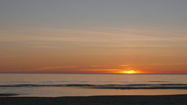 Beautiful sunset on Baltic Sea city Narva