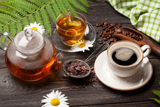 Herbal tea and espresso coffee