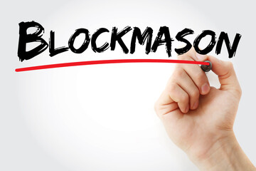 Blockmason text with marker, concept background