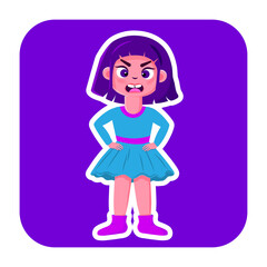 Girl cartoon character expression. The face is emotional