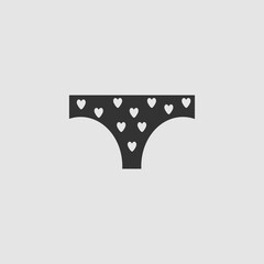 Panties for women in heart icon flat.