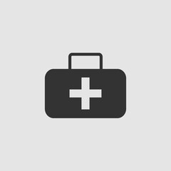 Medicine chest icon flat.
