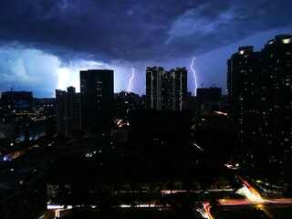 Thunderstorm over Singapore at night - October 2017