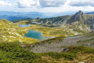 Naklejka na ściany i meble Panorama of The Seven Rila Lakes, Rila Mountain, Bulgaria