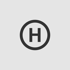 Helicopter landing icon flat