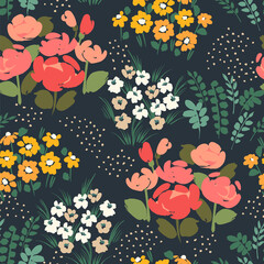 Floral abstract seamless pattern. Vector design for different surfases.