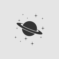 Planet Saturn icon flat
