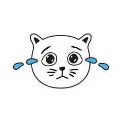 Sad cat crying, tears dripping.