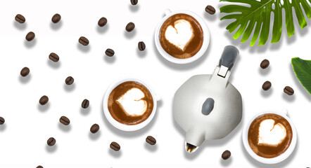 tazza di caffè con moka pausa caffè merenda colazione 