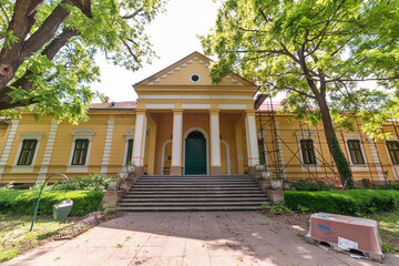 Hajducica, Serbia - June 04, 2020: Damaskin - Dundjerski Castle in Hajducica, a place in the municipality of Plandiste, was built in 1911 and is a cultural monument of great importance.