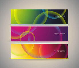 Naklejka premium Abstract banners with fractal background of crossing circles.
