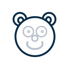 Animated bear face icon in flat design style.