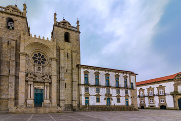 Fototapeta na wymiar Porto Cathedral or Se Catedral do Porto, built in 12th century and located in historical center old town Porto, Portugal