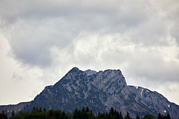 Fototapeta na wymiar high mountain landscape cloudy sky