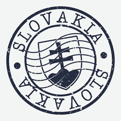 Slovakia Stamp Postal. A Flag Silhouette Seal. Passport Round Design. Emblema Vector Icon Design Retro Travel.