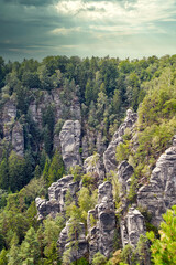 Fototapeta na wymiar beautiful landscape with typical rock formations in Saxon Switzerland
