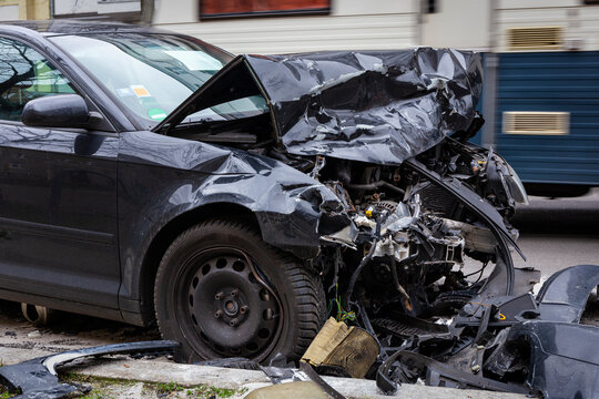 Car with total damage after an accident