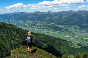Fototapeta na wymiar Panoramic view to the austrian alps of Hohe Tauern from the Region of Zell am See, Kaprun, Salzburg, Austria, Europe