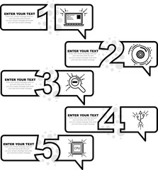 business infographic template with numbers 5 options or steps black and white