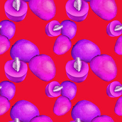 seamless pattern mango fruit purple pink