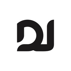 DJ Letter Logo Design With Simple style