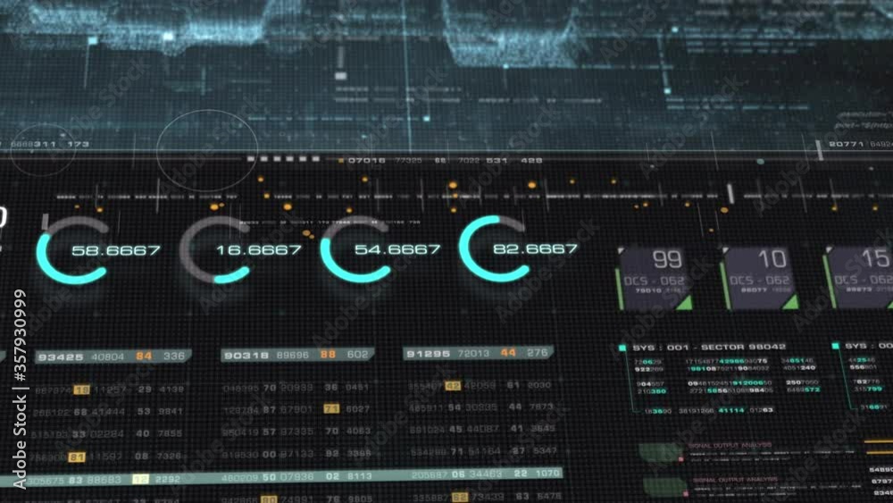 Aufkleber Futuristic head up display holographic city digitally generated image virtual reality matrix particles in cyber space background environment