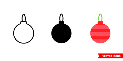 Bauble icon of 3 types. Isolated vector sign symbol.