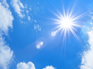 Summer background, Sunlight blue sky with bright sun