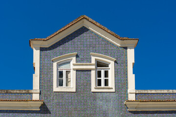 old villa covered with geometric azulejos style in Aveiro, Portugal