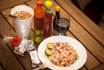 salad with shrimps ceviche 