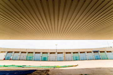 Fishermen's warehouses in the port of Aguilas, Murcia, Spain