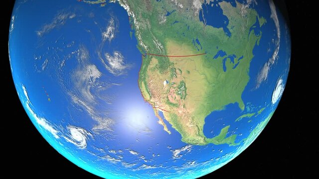 Seamless Looping 3d animated earth showing the boarders of the USA and the state Delaware in 4K resolution