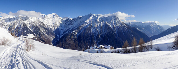 Mountain panorama of the ski area in the Lepontine Alps