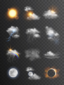 Collection Of Beautiful Vector Realistic Weather Symbols/icons - Meteorology, Forecast