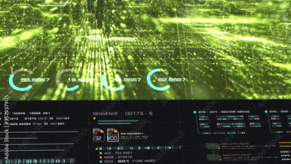 Poster Futuristic head up display holographic city digitally generated image virtual reality matrix particles in cyber space background environment